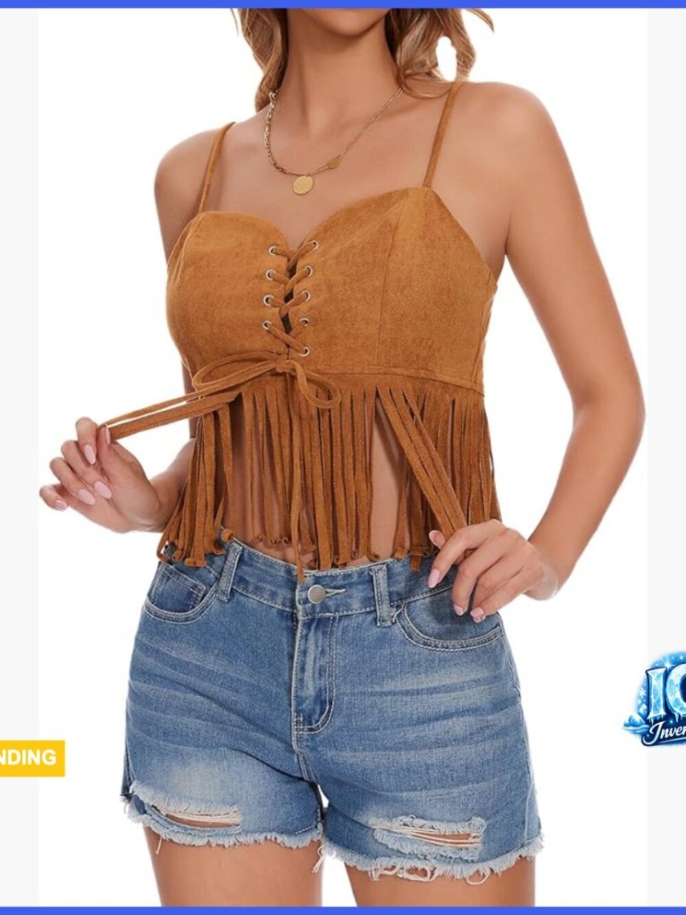 Fringe Tank Top with Tassel Hem - Western Style Cowgirl Shirt
